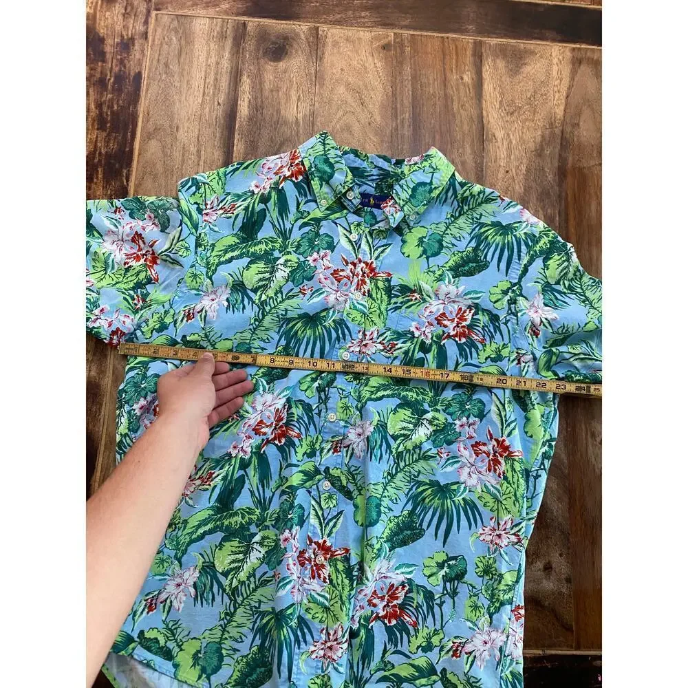 Polo Ralph Lauren Hawaiian Floral Tropical Camp Cotton Button Down Shirt Size XL